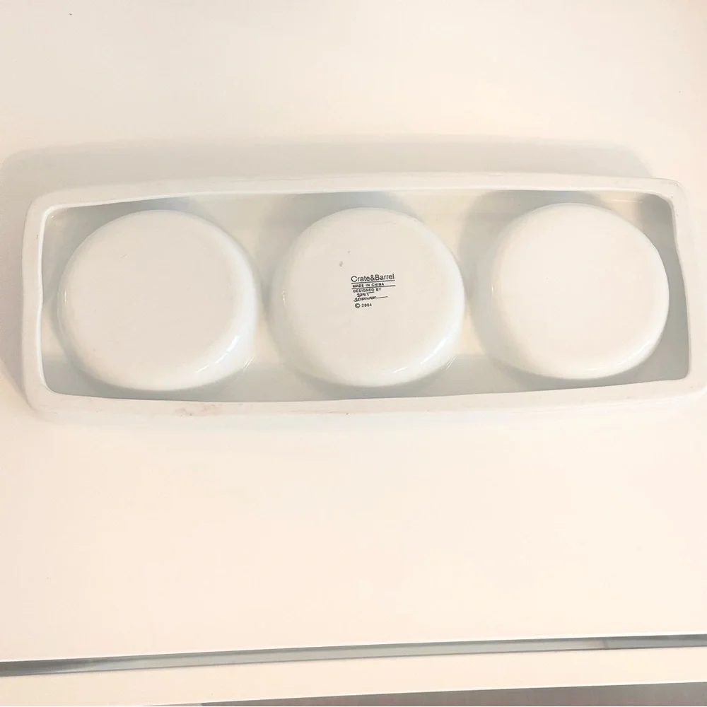 Crate Barrel Bret Bortner Condiment Spoon Ladle Rest Divided Serving Tray Plate